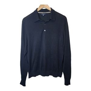Burberry Black V-Neck Long Sleeve Polo Sweater